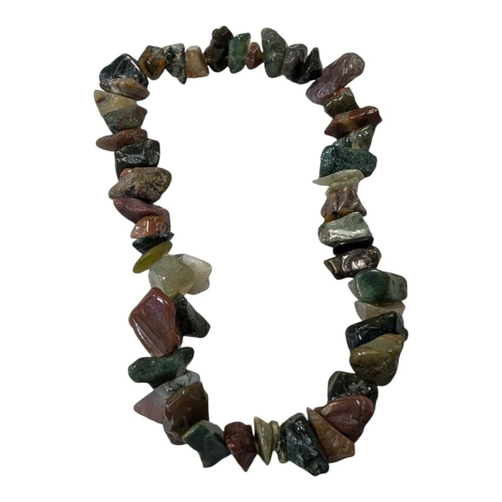 Genuine Multi Color Agate Stone Chip Strand Stretch Bracelet